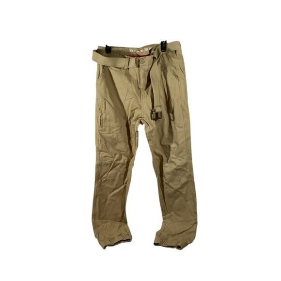 tropical y2k boho indie Cargo Pants Mens 36 Relaxed Straight Brown Belted - Picture 1 of 5